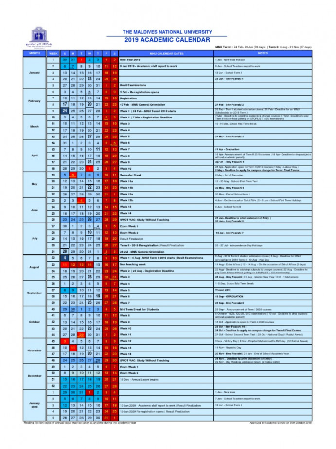 Academic Calendar (MNU)  PDF  Academic Term  Educational