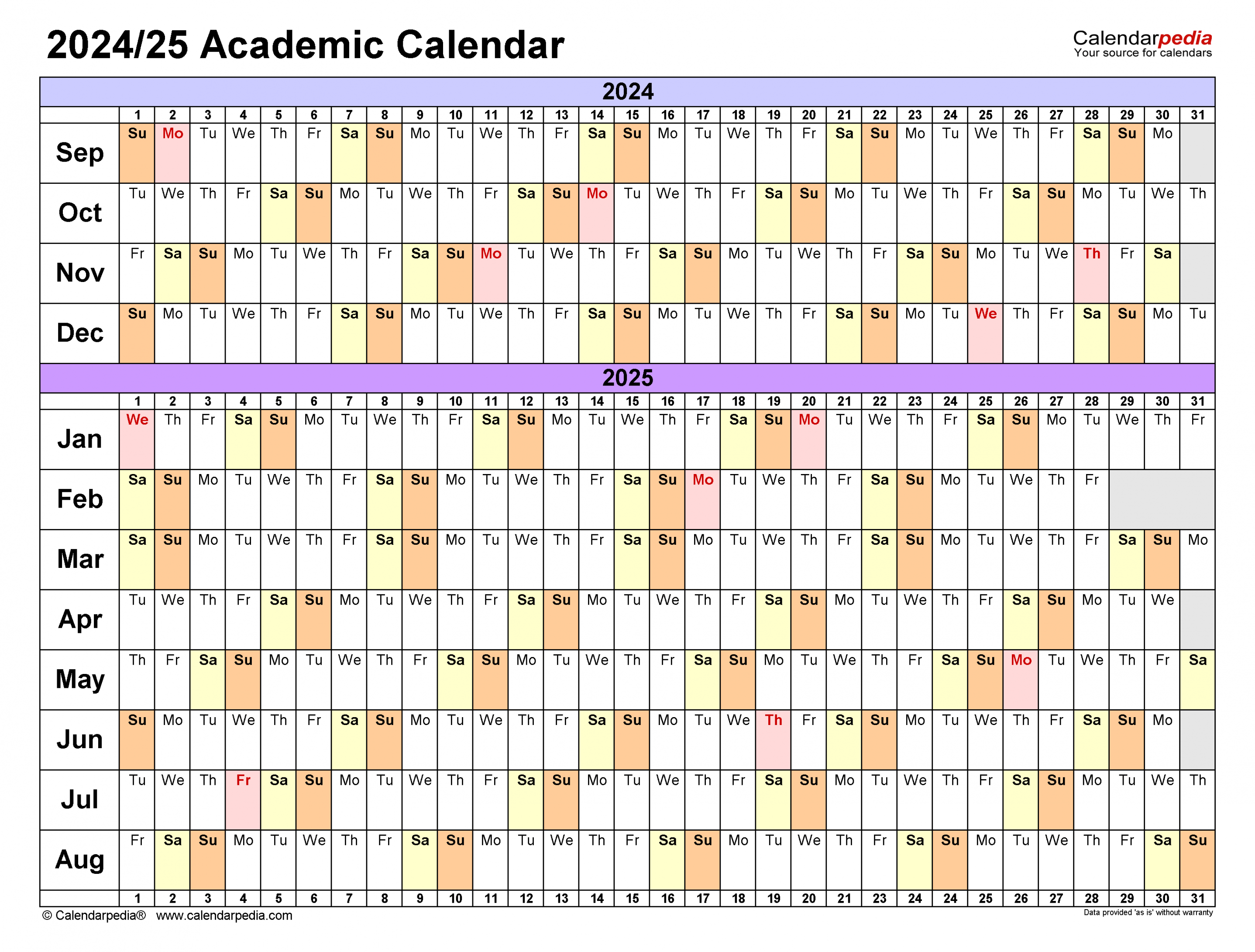 Academic Calendars / - Free Printable Word templates