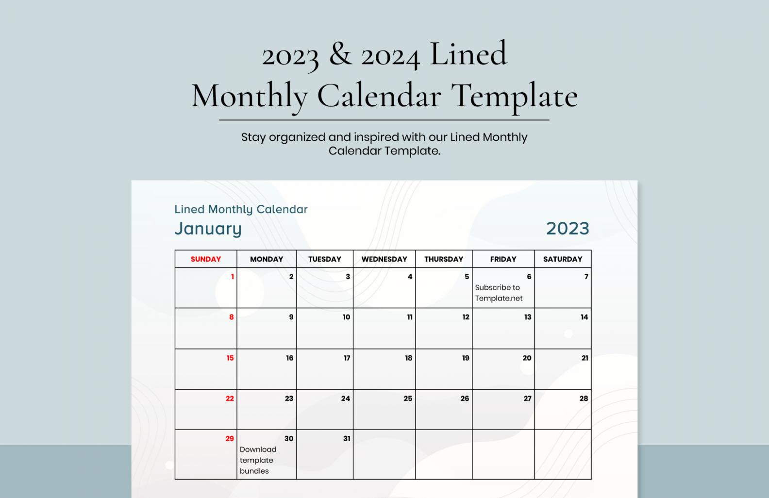 & Lined Monthly Calendar Template - Download in Word