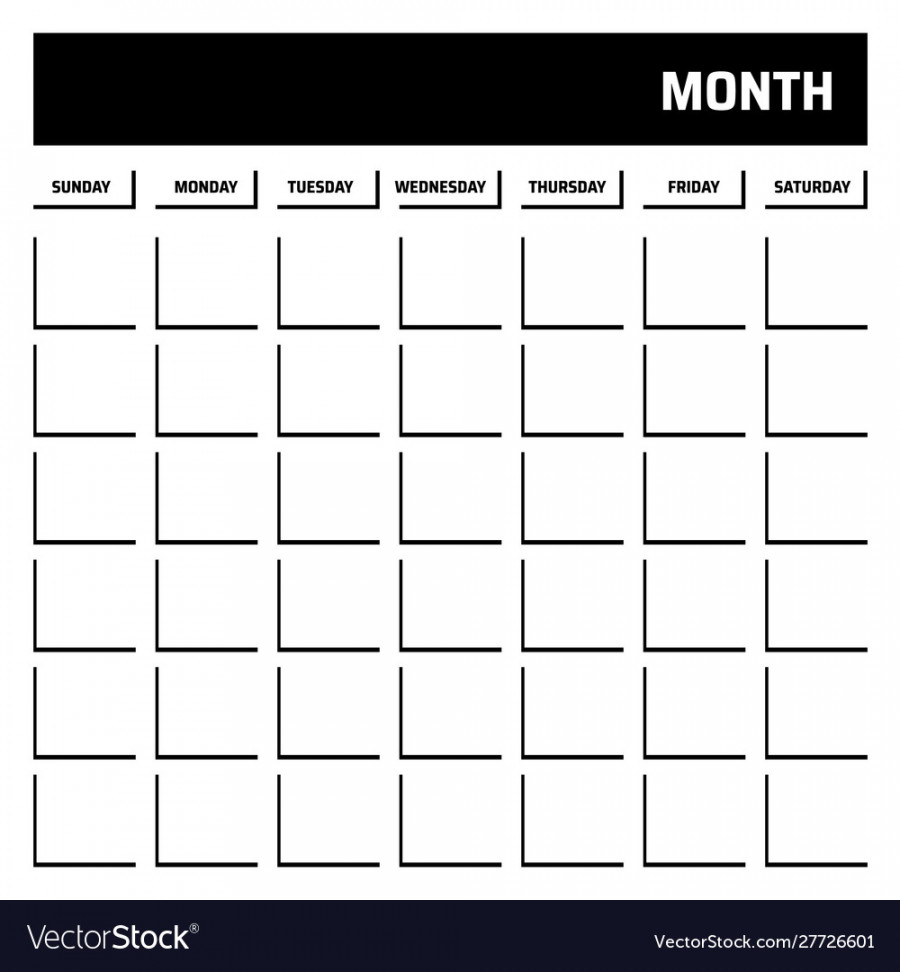 Black and white blank calendar template Royalty Free Vector