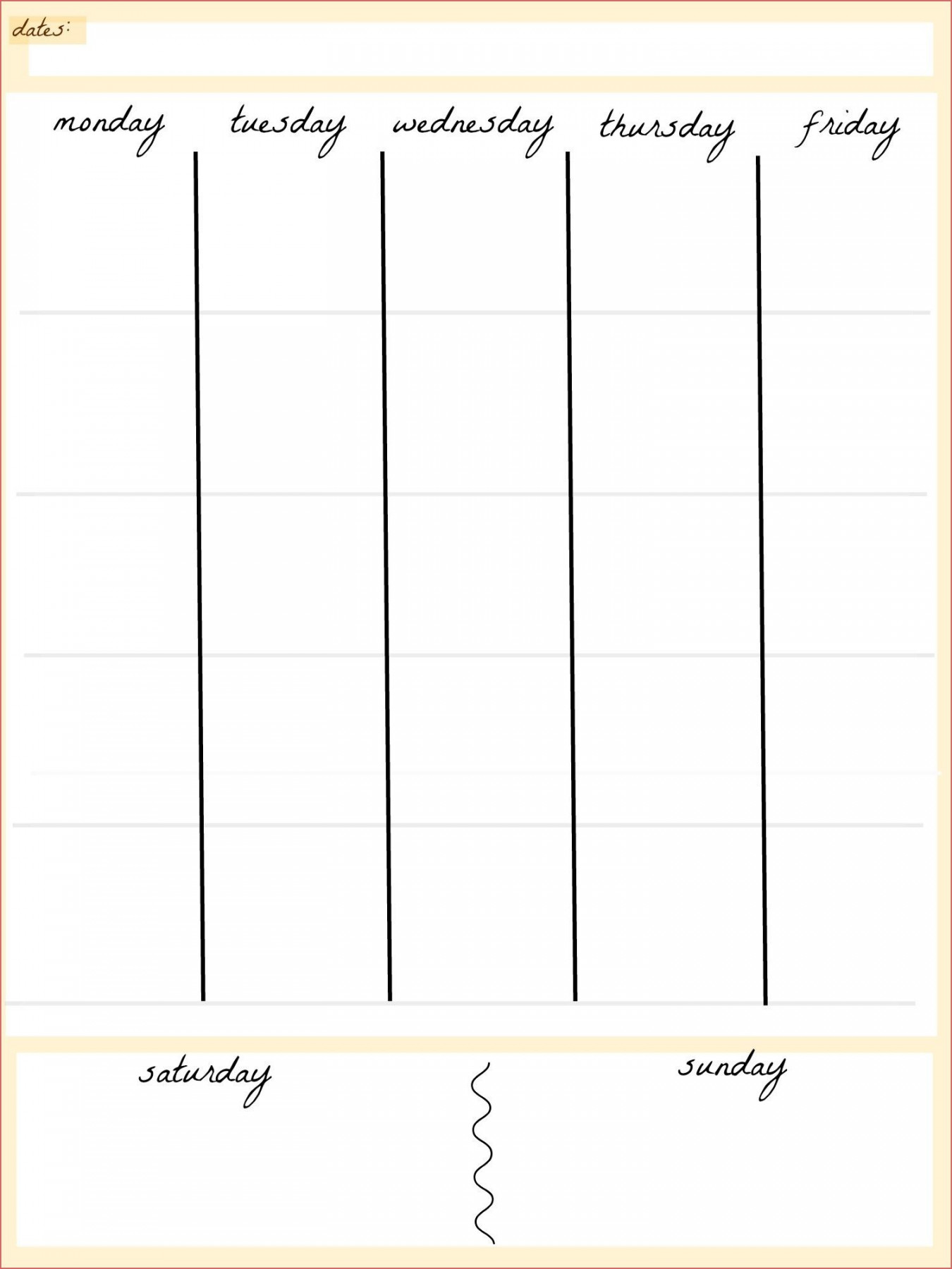 Blank Calendar Printable  Day  Weekly calendar template