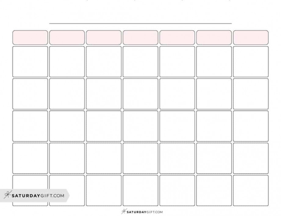 Blank Calendar templates - Cute & Free Printables SaturdayGift