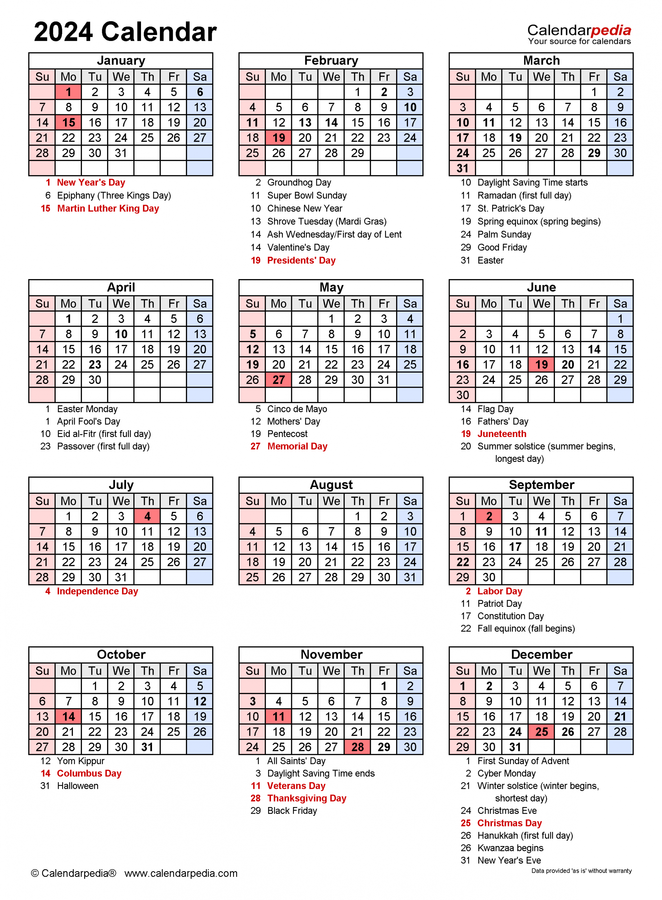 Calendar - Free Printable PDF Templates - Calendarpedia