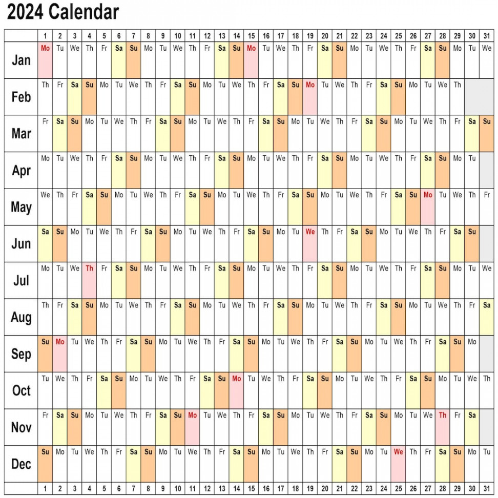 Calendar Lanscape  Pages Printable Linear Excel - Etsy Singapore
