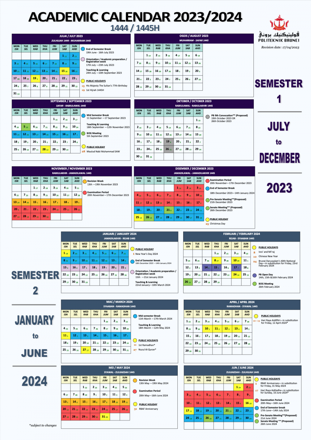 Calendar – Politeknik Brunei