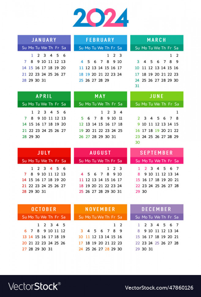 Calendar year editable template Royalty Free Vector