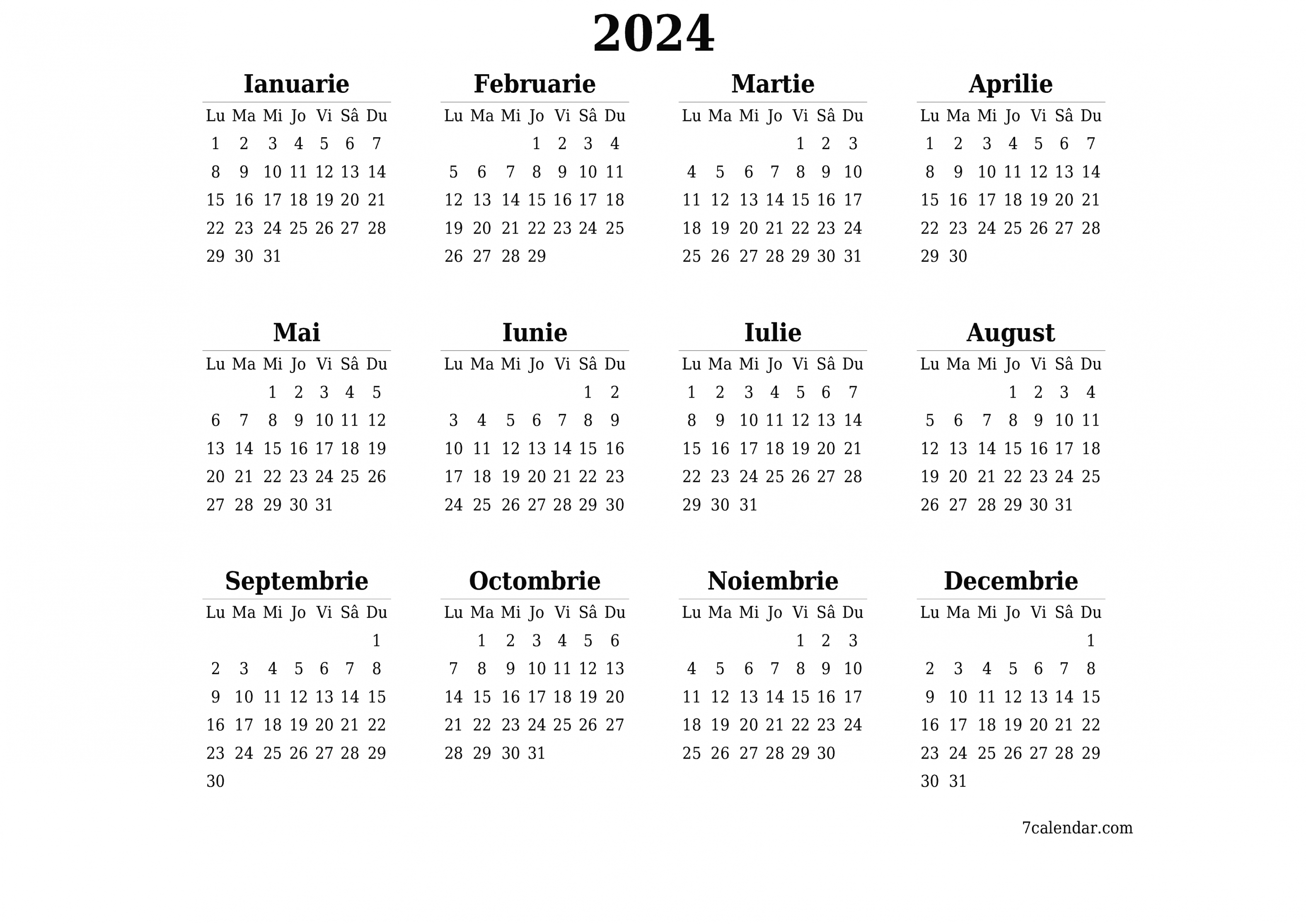 Calendare și planificatori de imprimat Februarie  A, A în