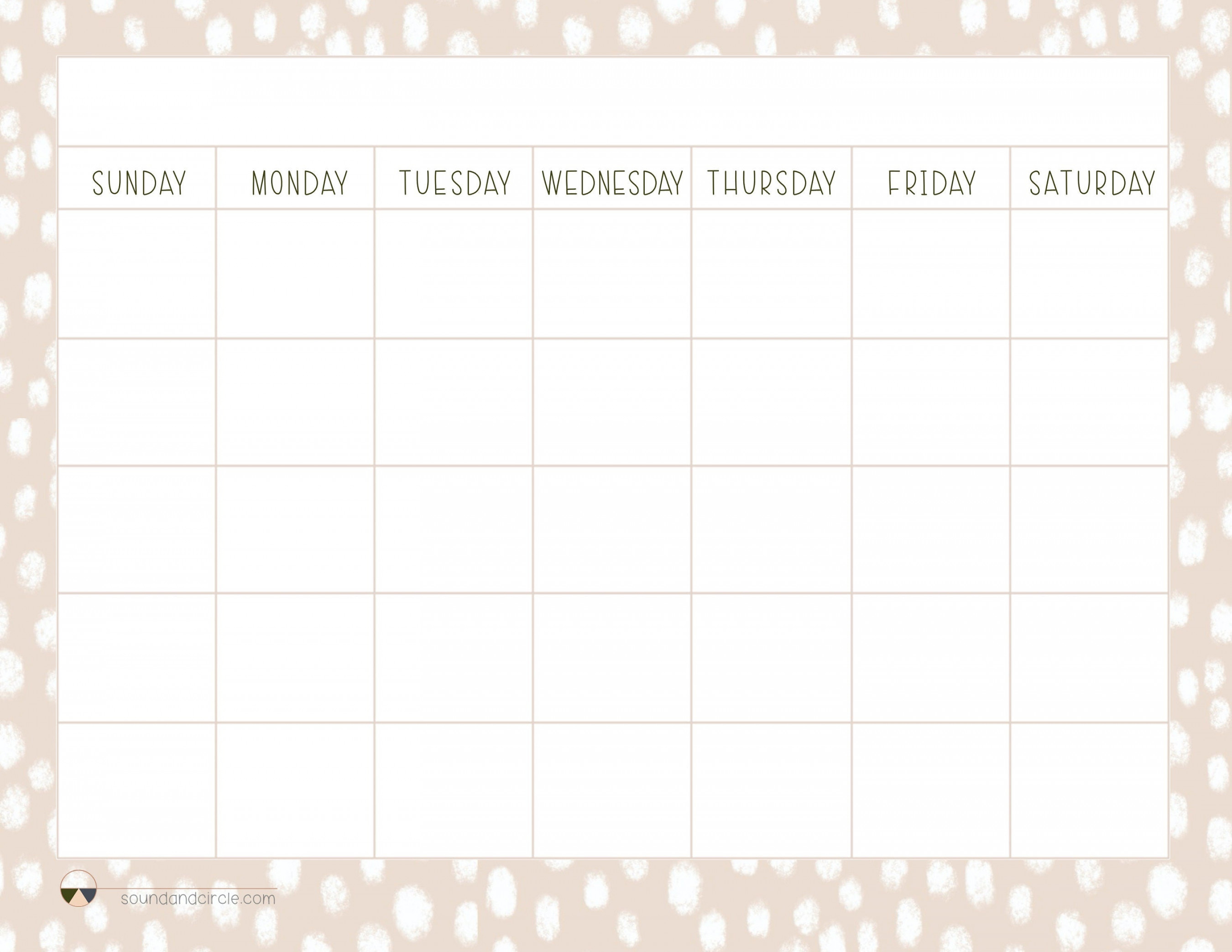 DIGITAL Printable Calendar - Blank Calendar - Designs Printable Monthly Calendar