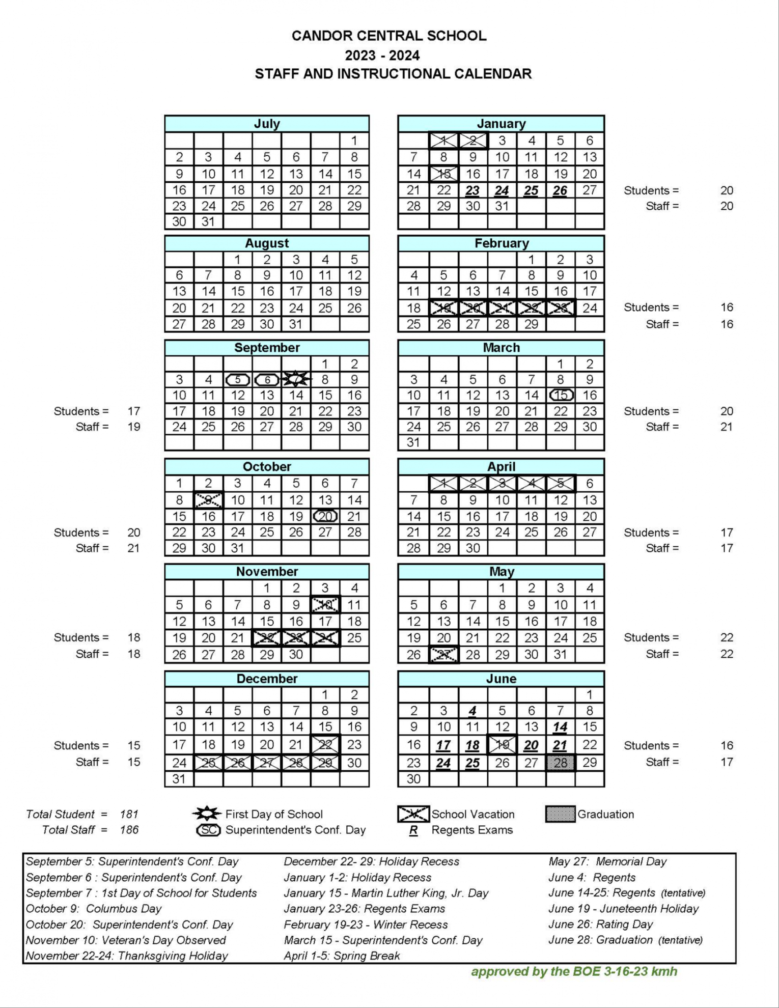 District Calendar  Candor Central School District