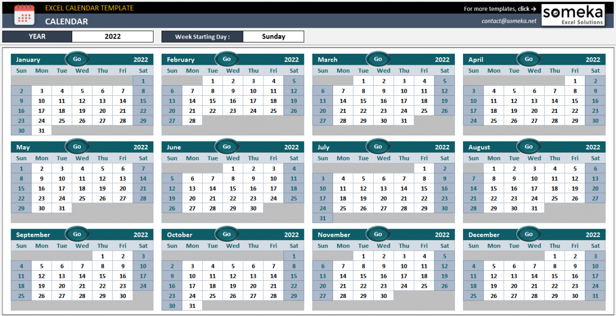 Dynamic Calendar Excel Template   Blank Calendar in Excel