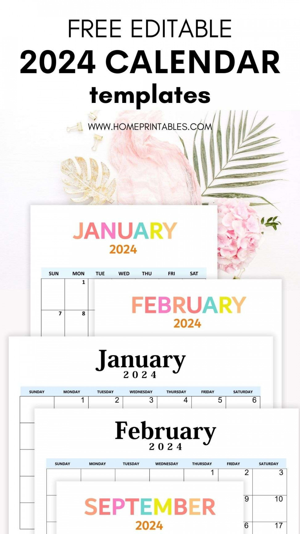 Editable Calendar in Word Template - Free Instant Download!