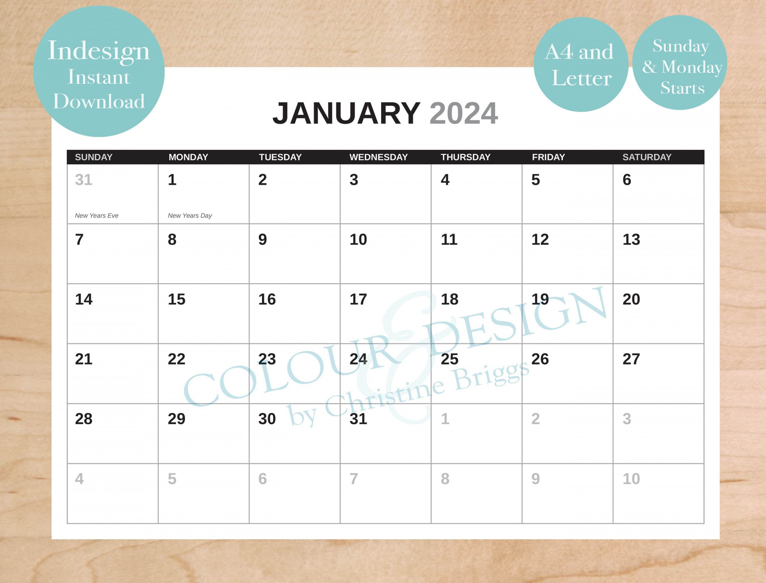 Editable Indesign Calendar Template