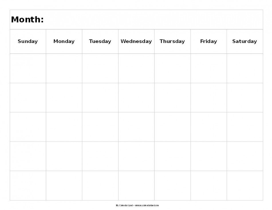 Exceptional  Week Calendar Blank  Monthly calendar template
