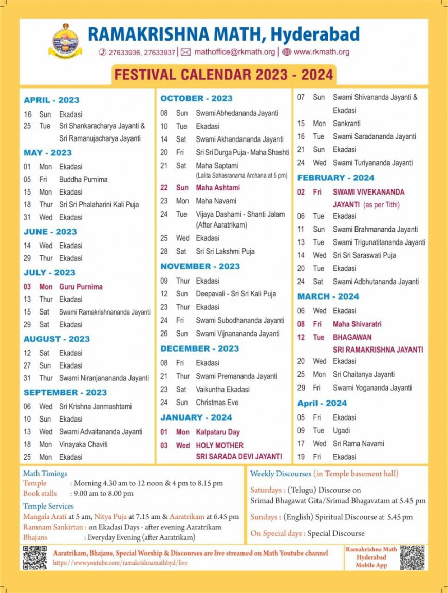 Festival Calendar English - - RK Math