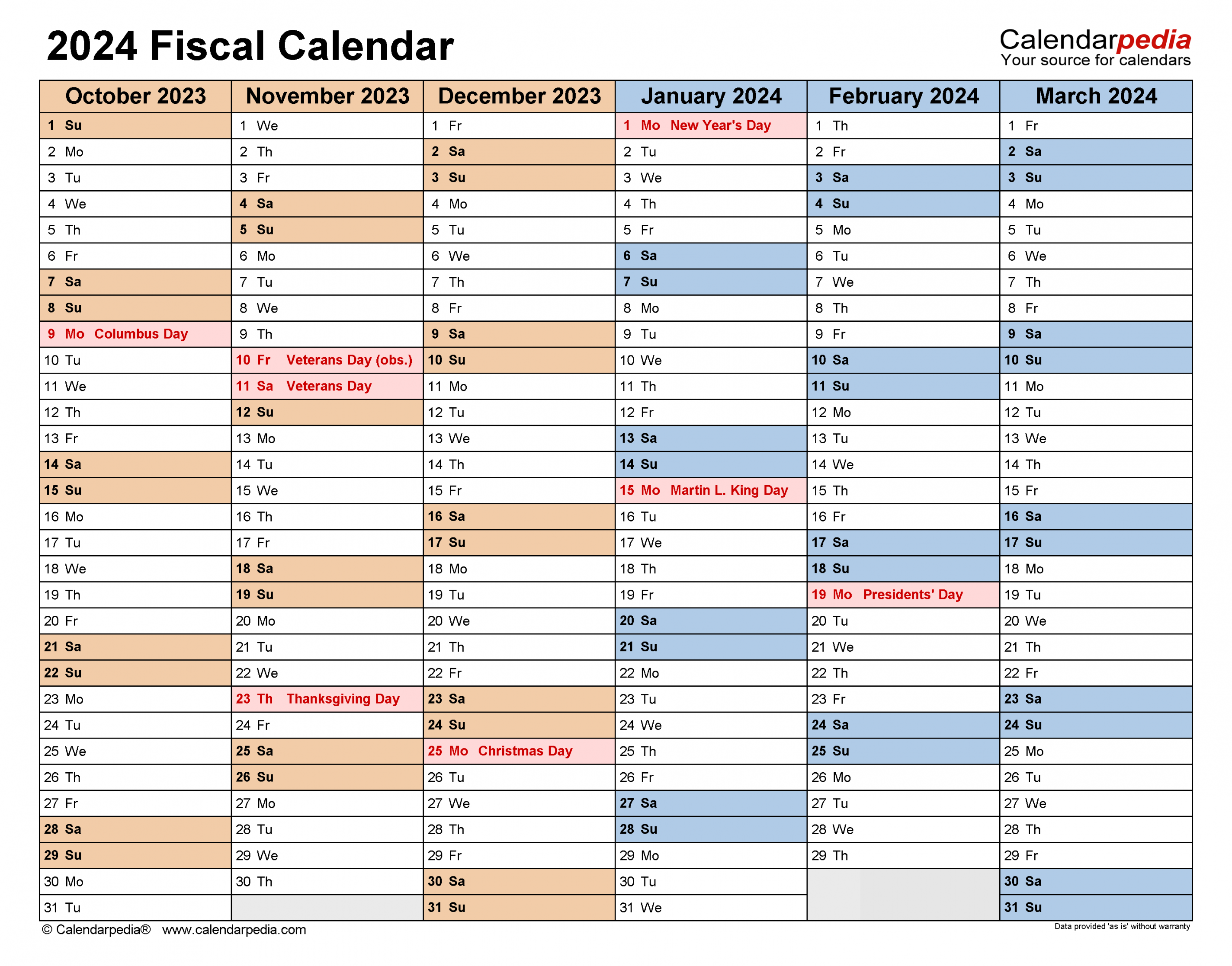 Fiscal Calendars - Free Printable Excel templates