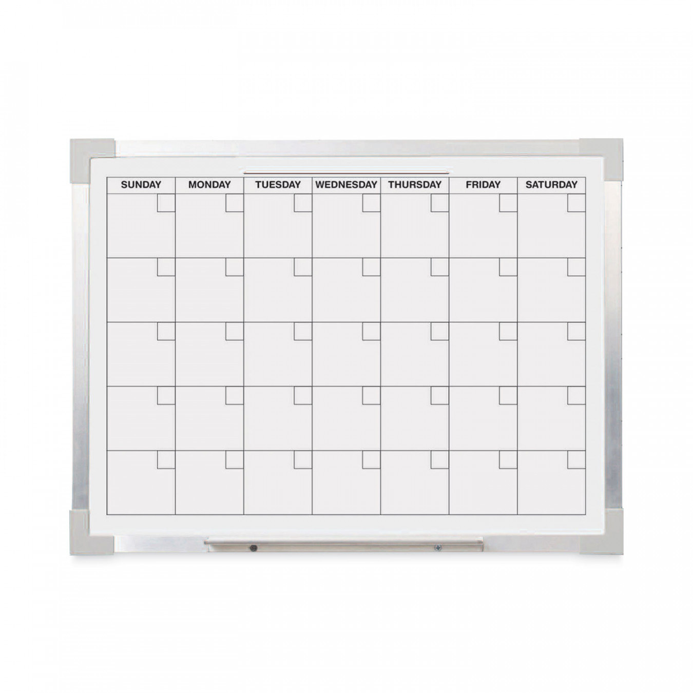 Framed Calendar Dry Erase Board, x , White Surface, Silver Aluminum Frame