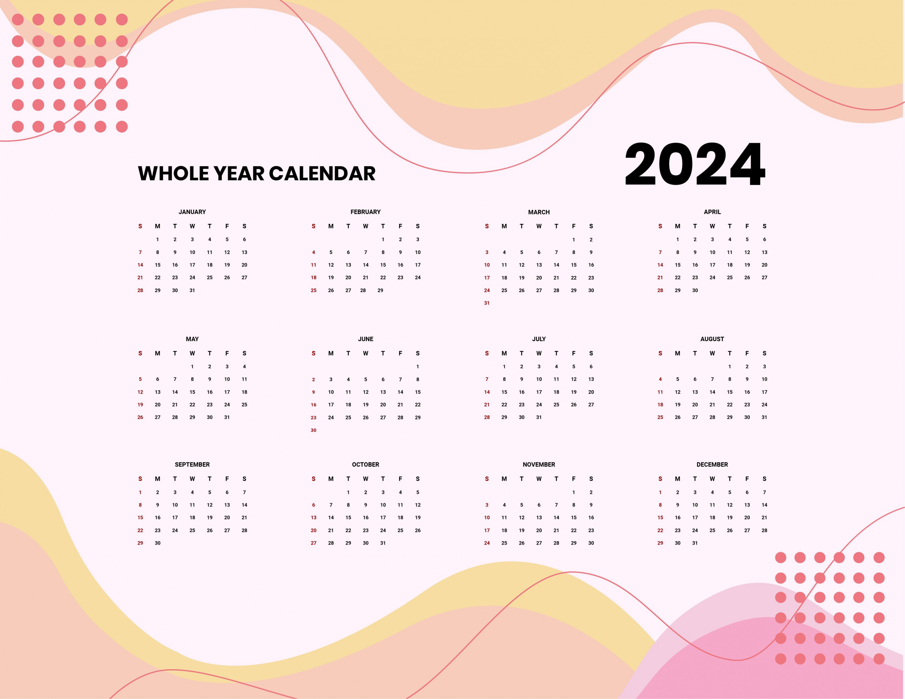Free Blank Year  Calendar - Download in Word, Google Docs