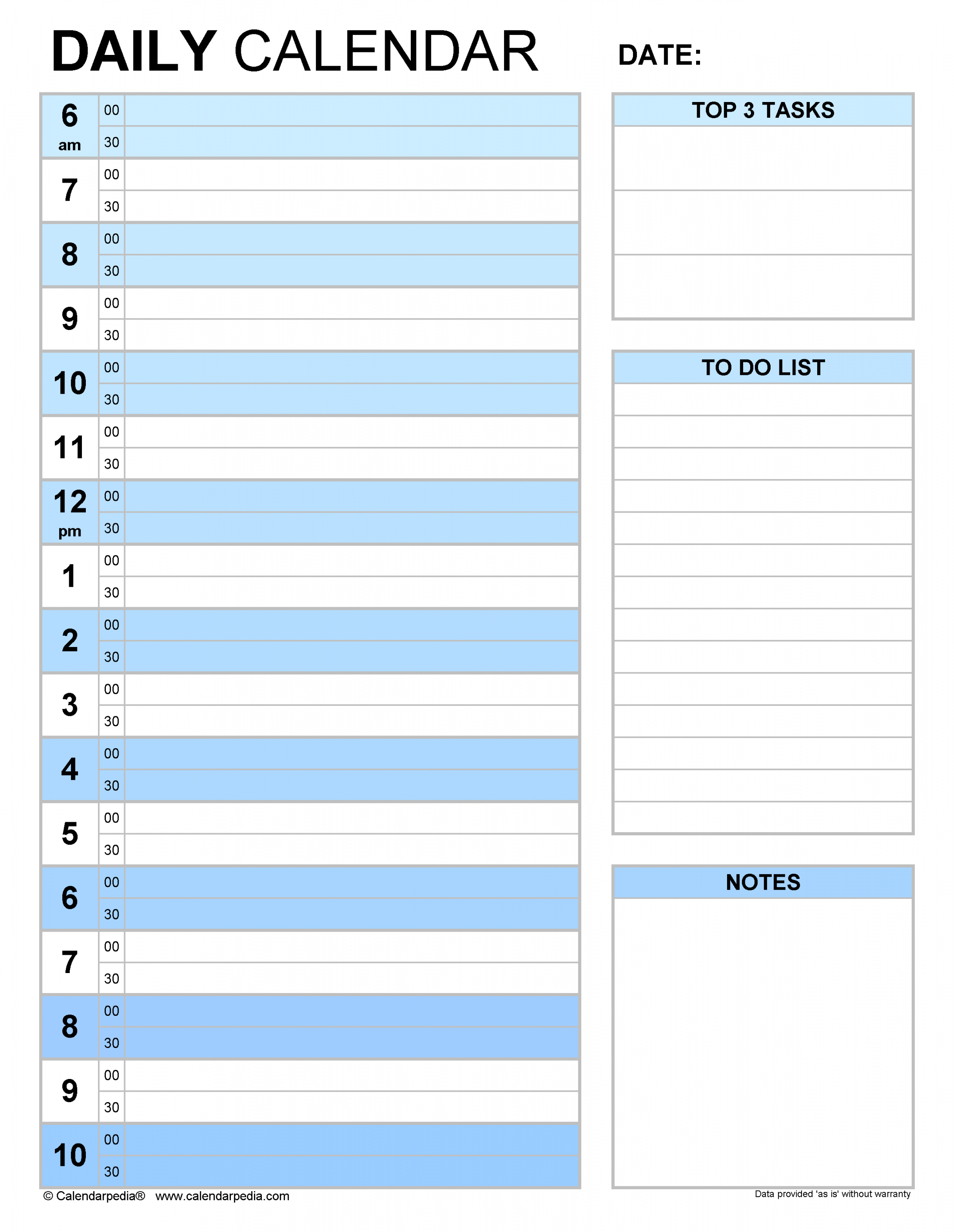 Free daily calendars in PDF format - + templates