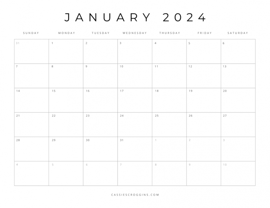 Free Printable  Blank Calendar Templates (All  Months)