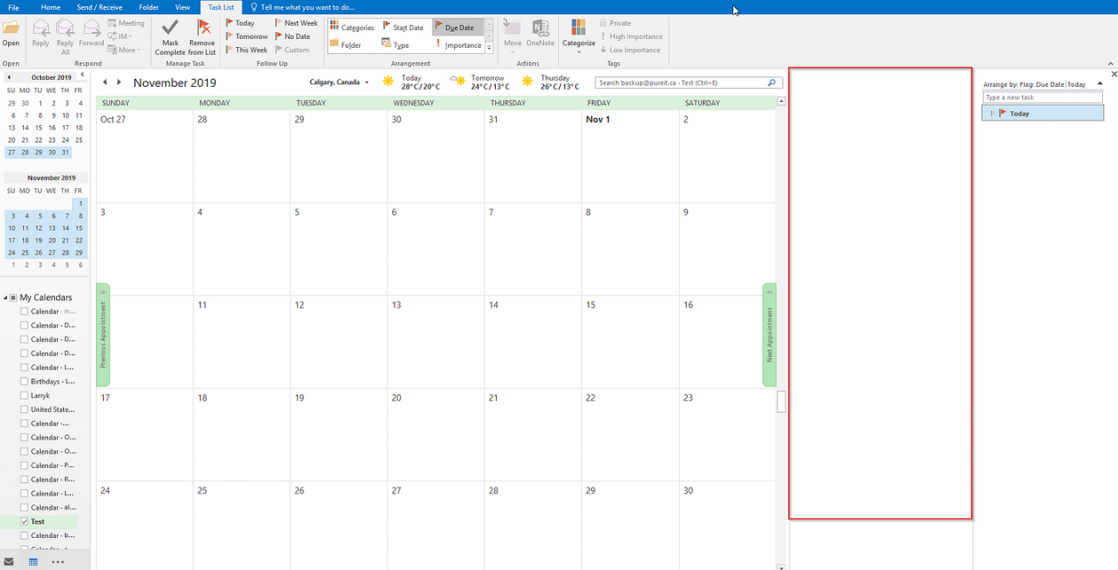 Get rid of the vertical blank column in Outlook Calendar  by Mike