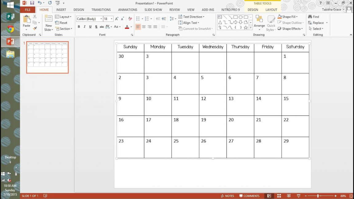 How to create a calendar in Powerpoint