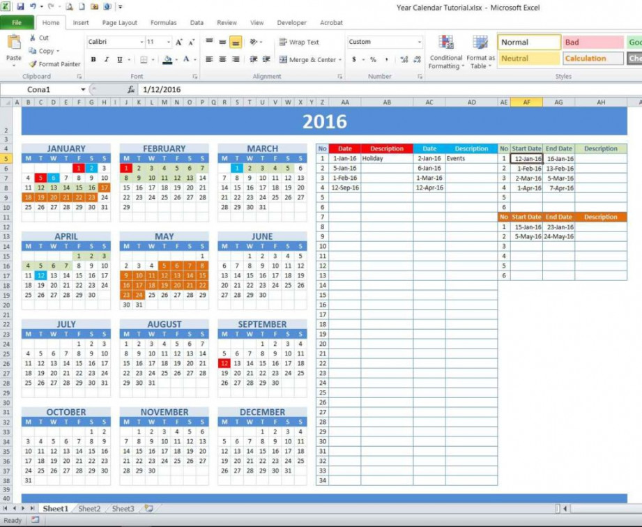 How to Create Year and School Calendar with Dynamic Date Markers