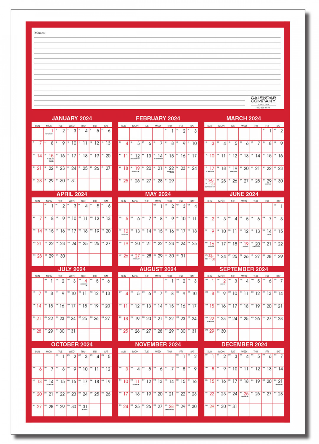 HUGE Year at a Glance DRY ERASE Calendar