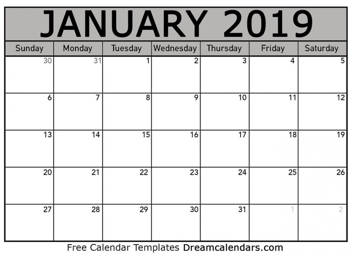 January  calendar  Free blank printable with holidays