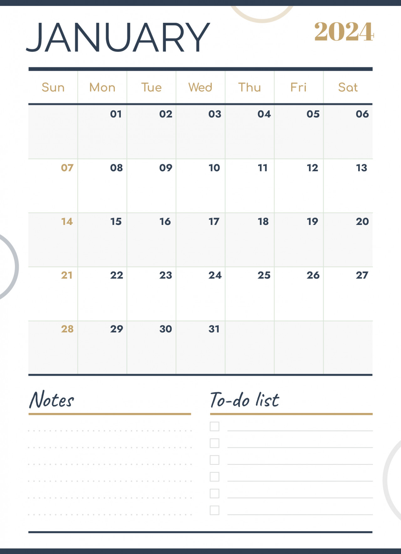 January  Calendar Free Google Docs Template - gdoc
