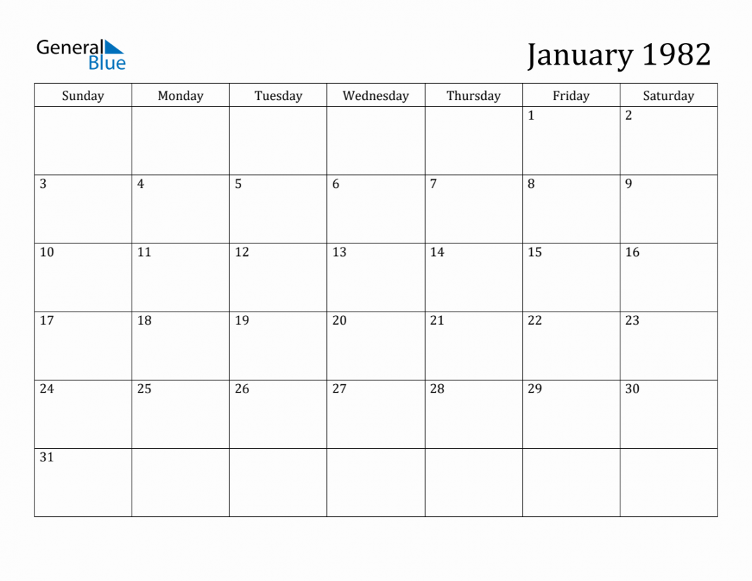 January  Monthly Calendar