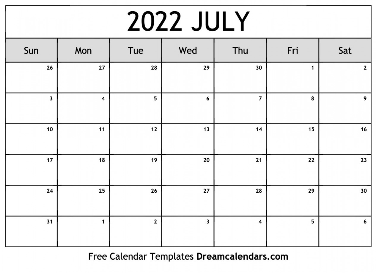 July  calendar  Free blank printable with holidays