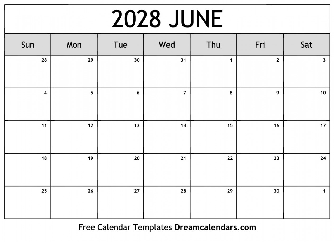 June  calendar  Free blank printable with holidays
