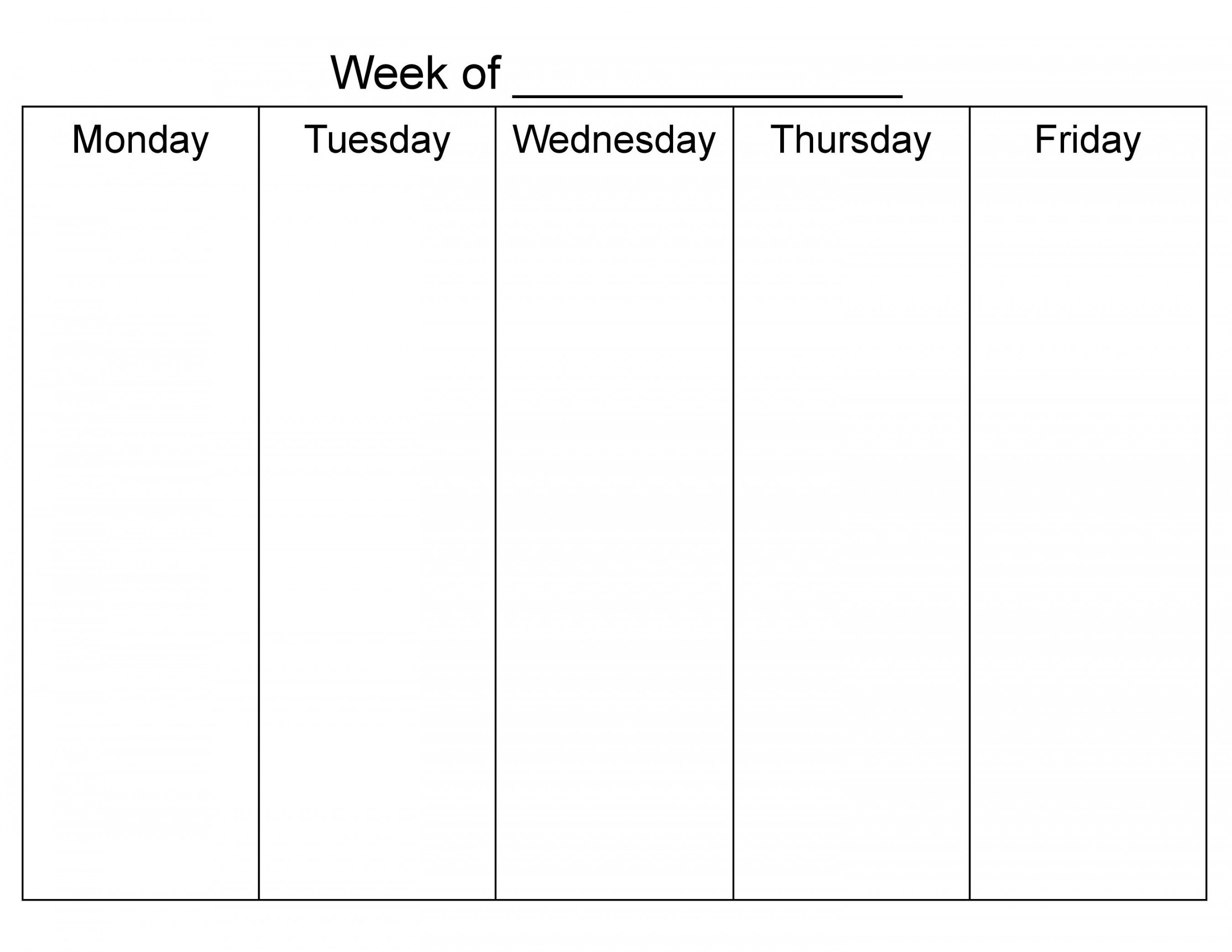 M-F Blank Weekly Printable Calendar