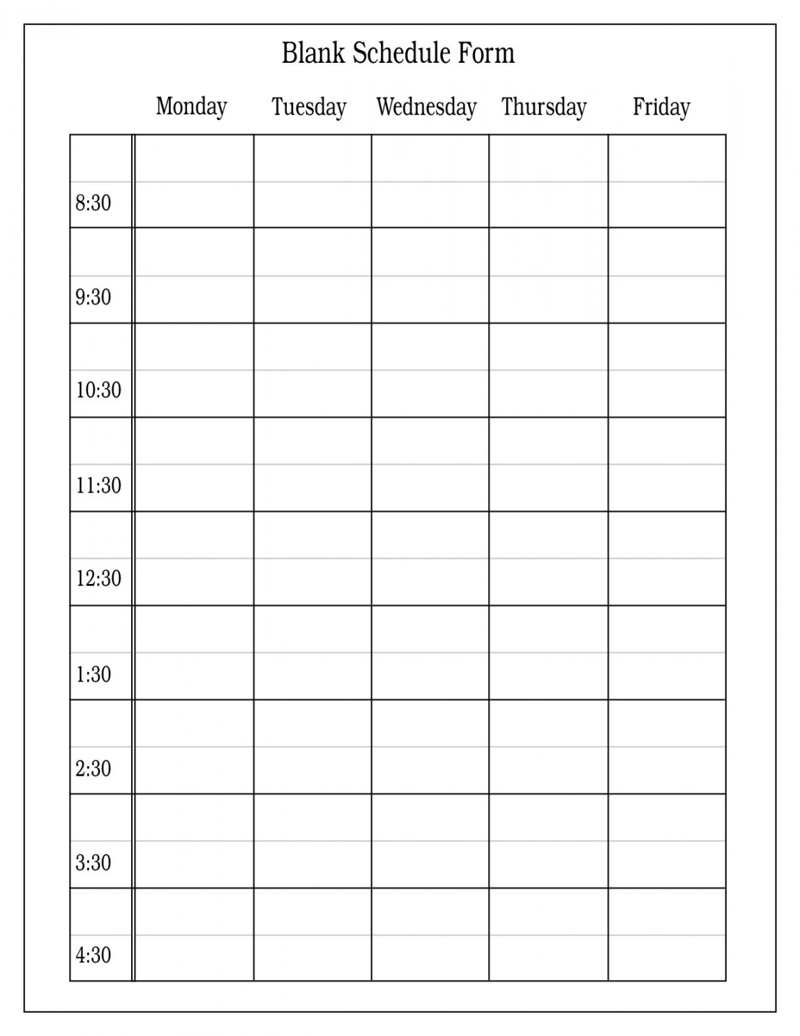 M-F Weekly Calendar Template  Daily schedule template, Daily