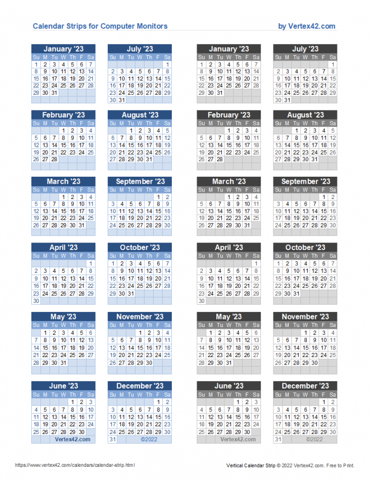 Monitor Calendar Strip Template