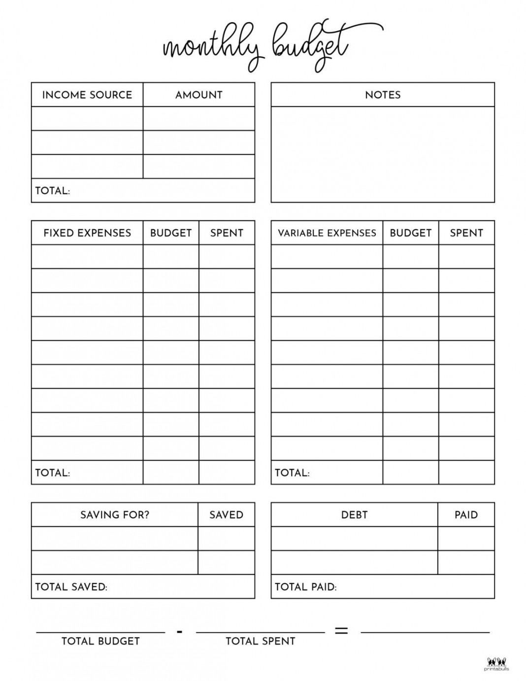 Monthly Budget Planners - FREE Printables Printabulls