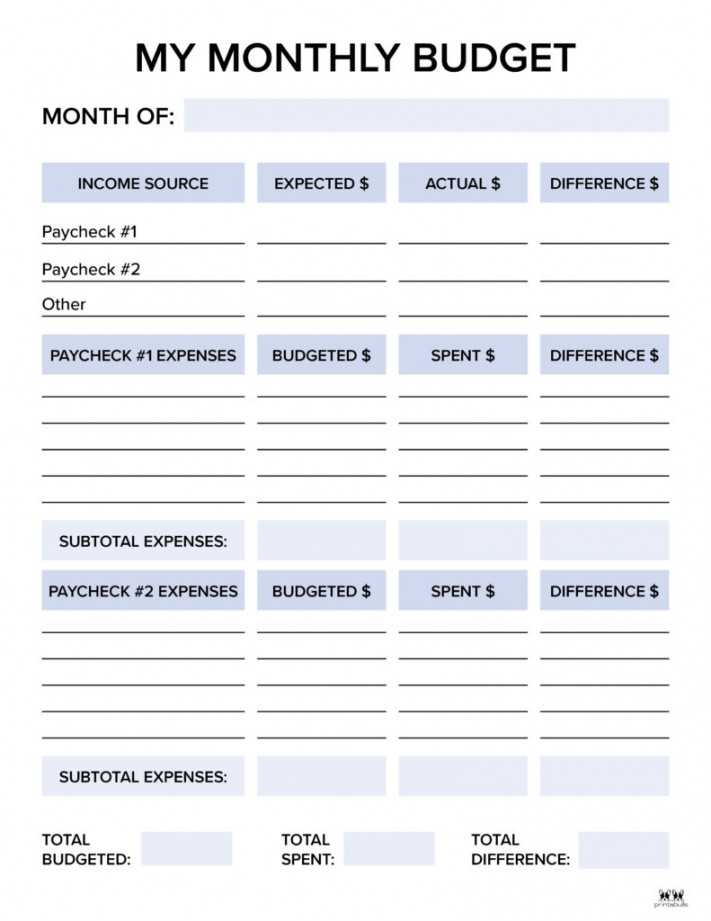 Monthly Budget Planners - FREE Printables Printabulls
