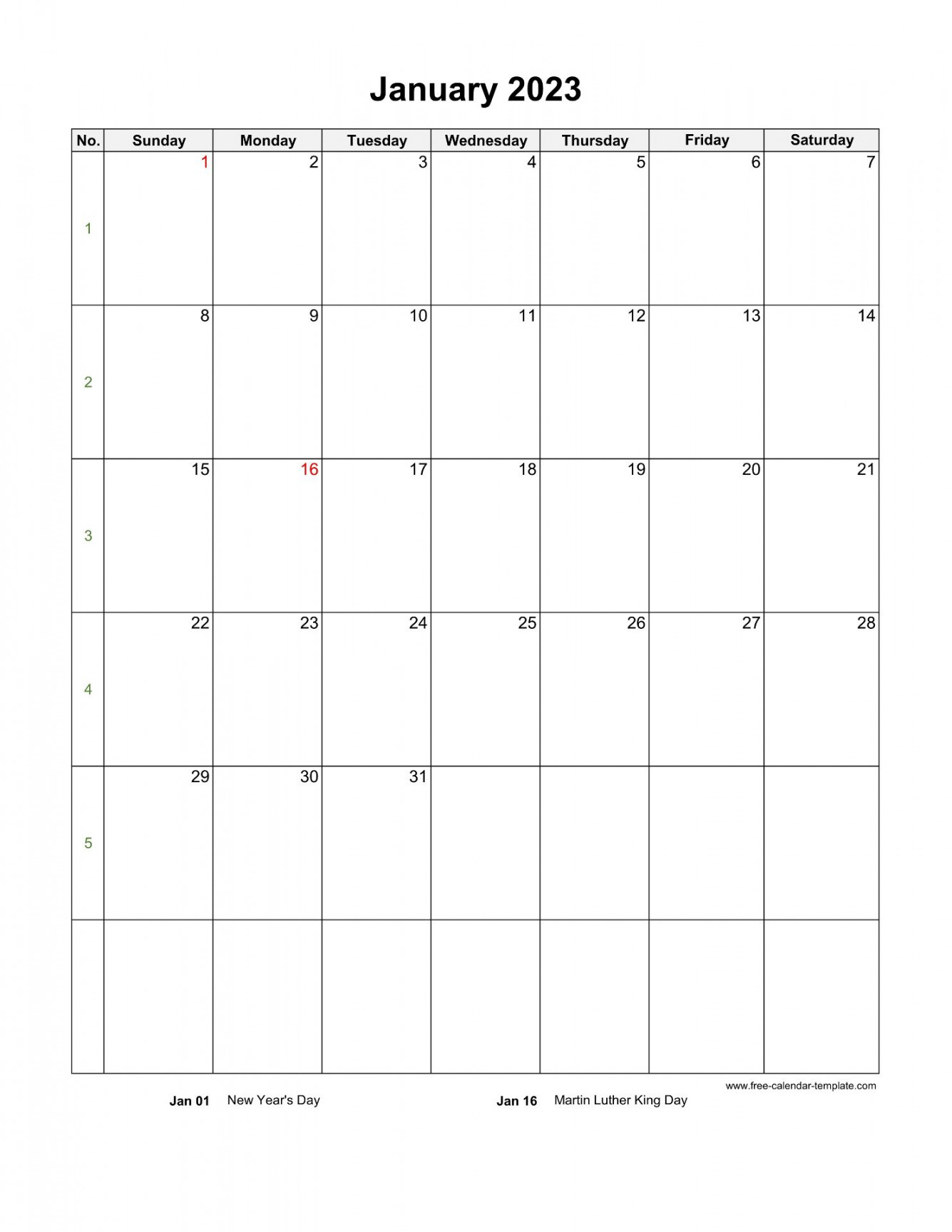 Monthly Calendar (Blank Vertical Template)  Free-calendar