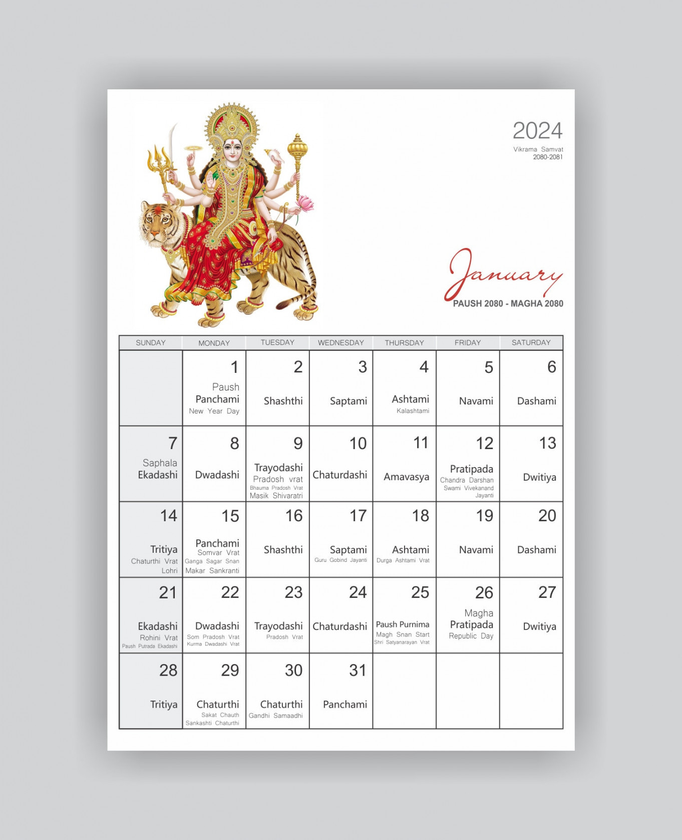 Monthly Hindu Calendar Printable Indian Festivals With Tithi