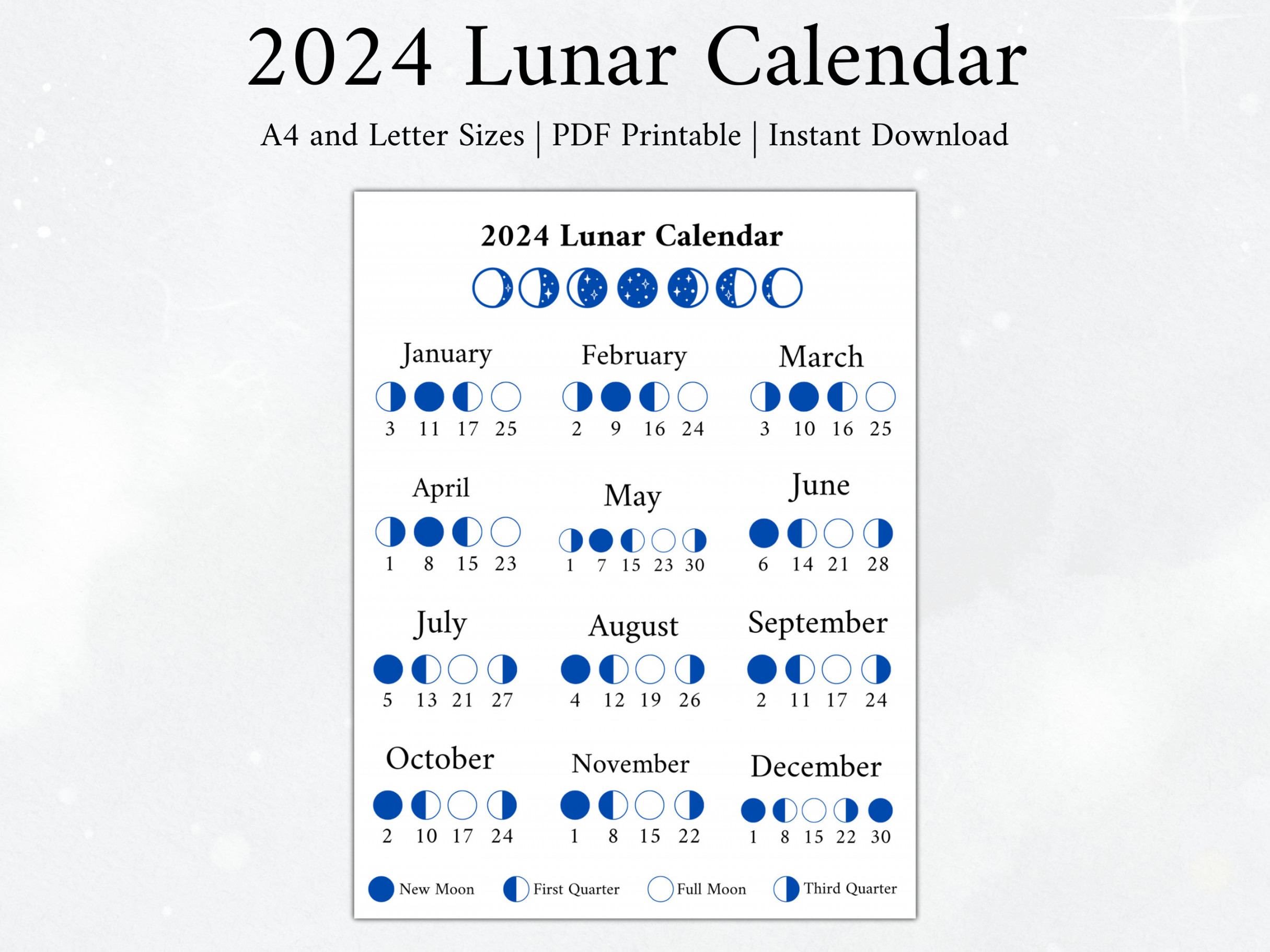 Moon Calendar, Moon Phase Calendar, Lunar Calendar, Lunar Calendar, Calendar, Moon Calendar, Moon Phase Calendar