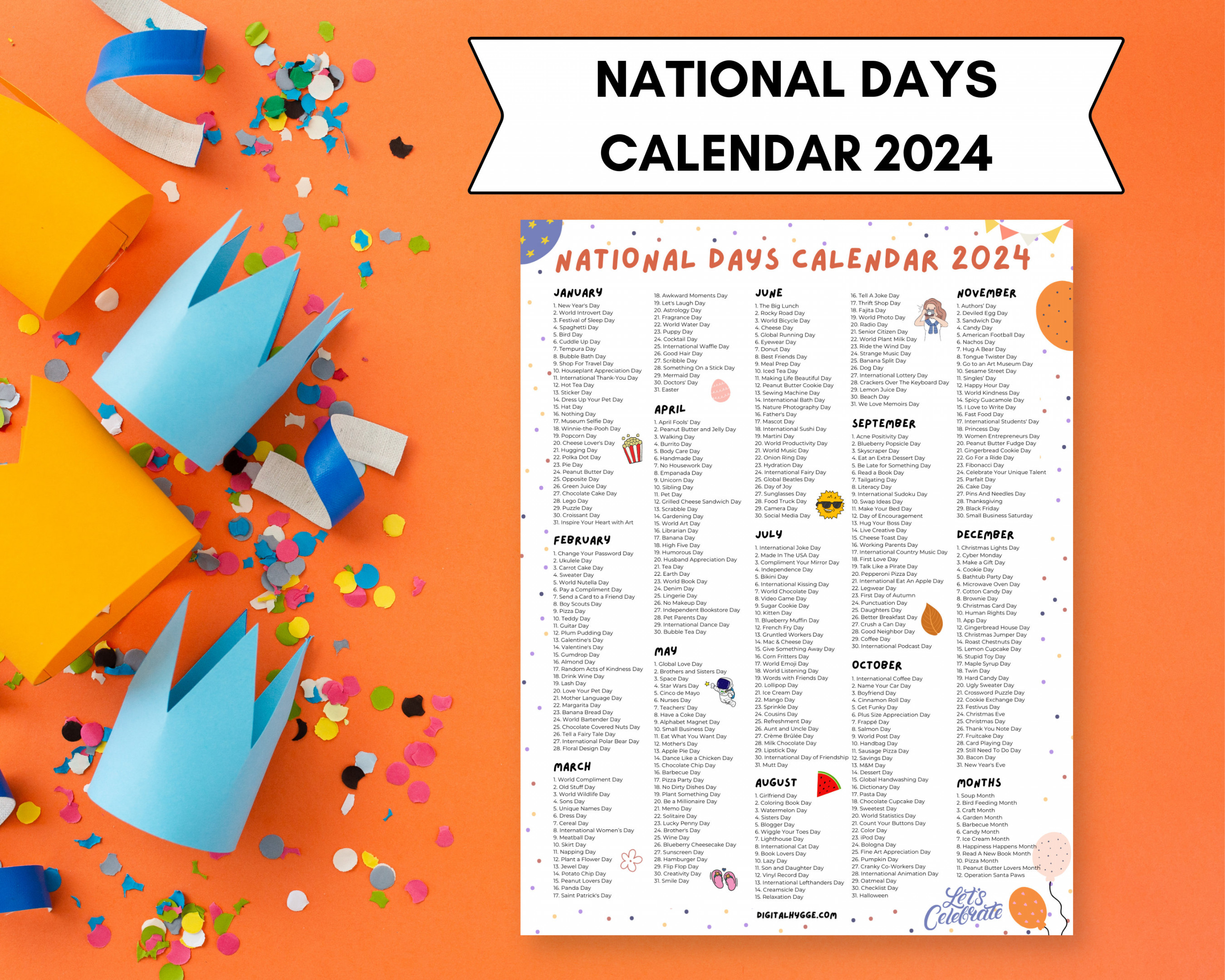 National Days Calendar Printable National Holidays - Etsy