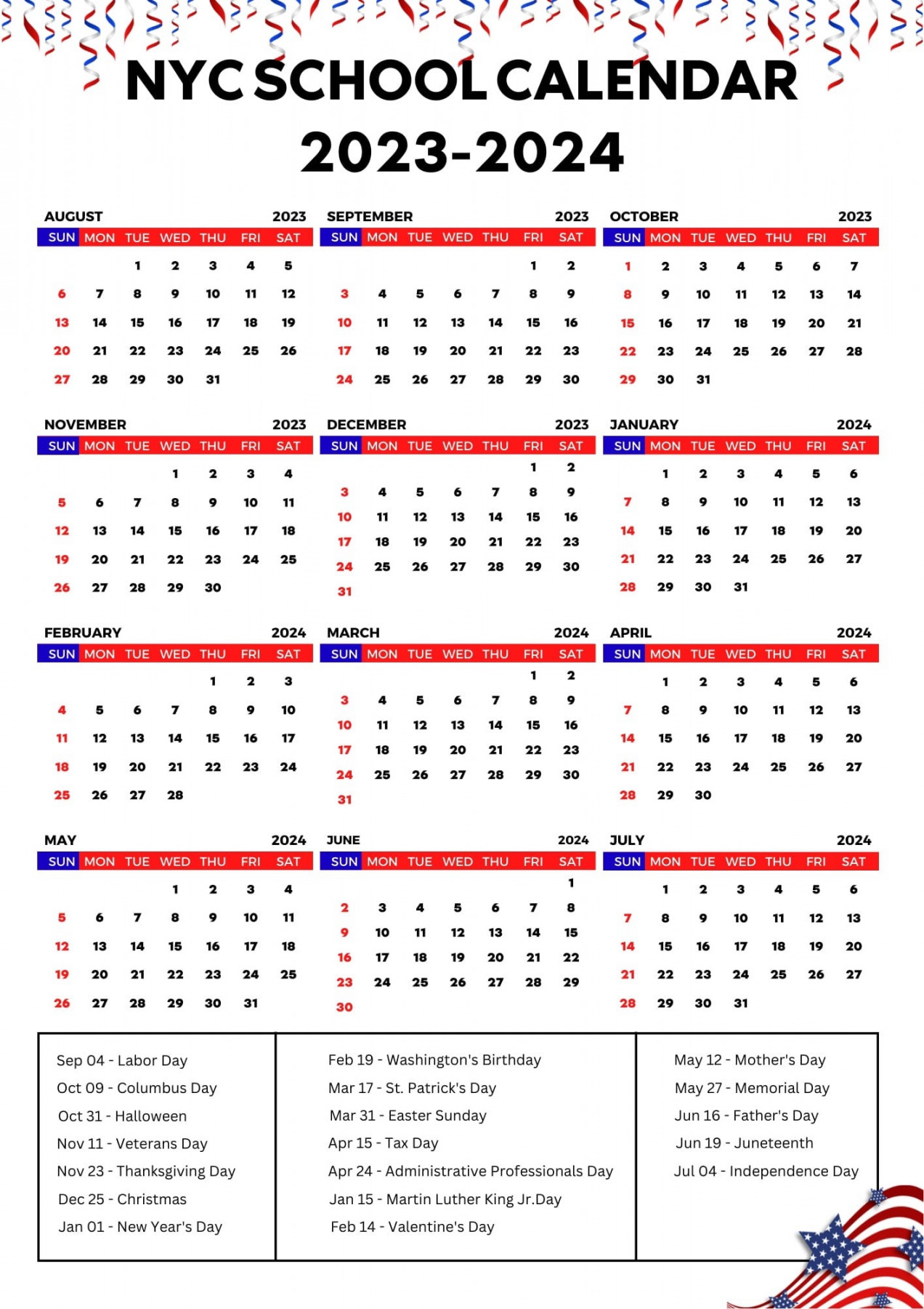 ✓ NYC School District Calendar - ✓ [Academic Year]