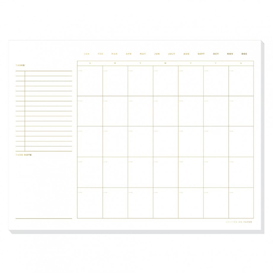 Open Dated Desk Calendar - White