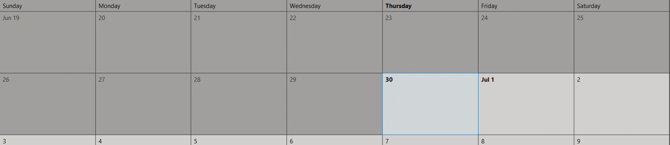 Outlook Calendar - Gray Out Background on Previous Days