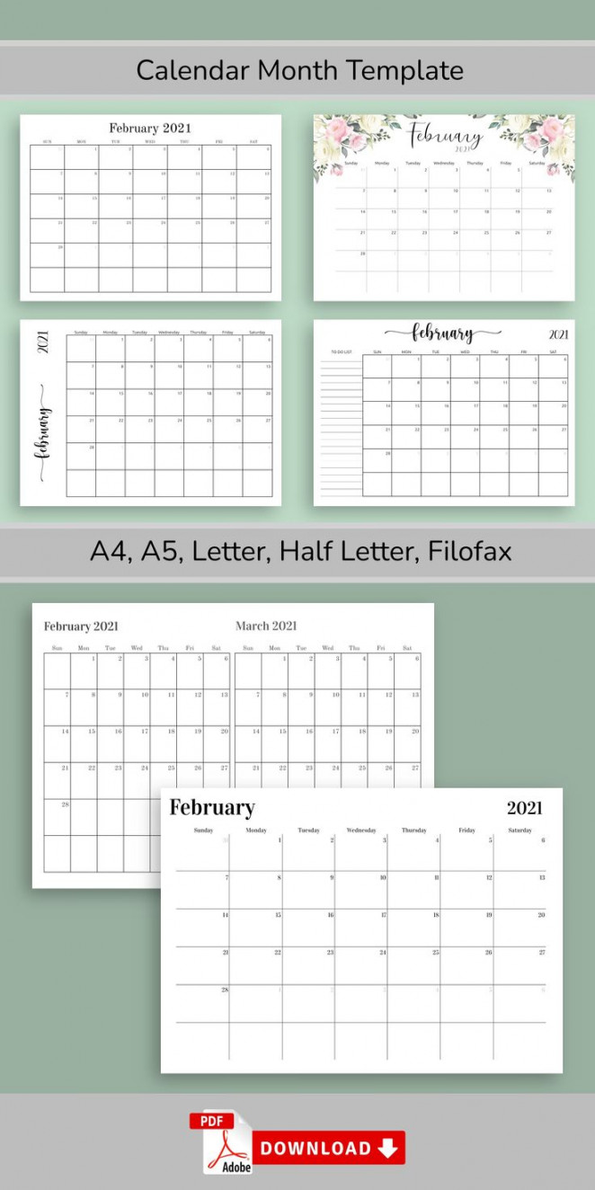 Printable Calendar Monthly Month on Two Page - Etsy