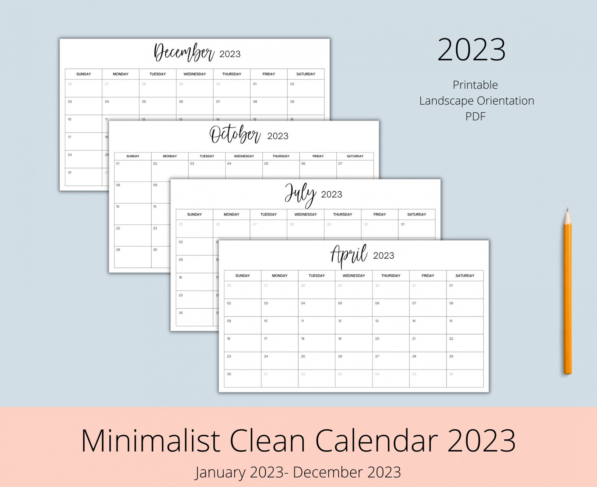 PRINTABLE  Calendar PDF Minimalist Clean Calendar Legal - Etsy