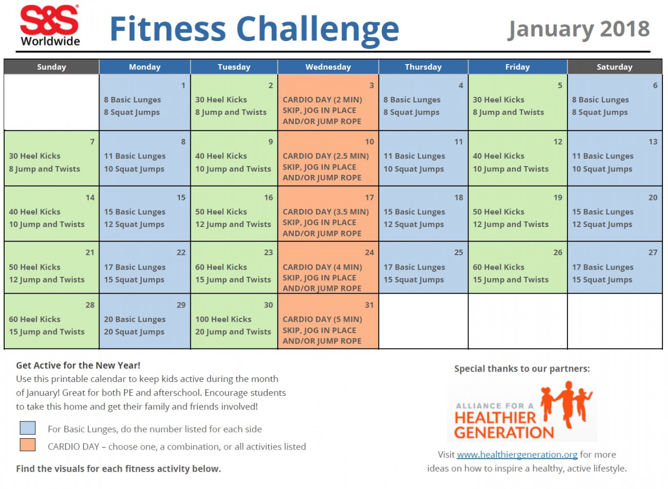 Printable Fitness Challenge Calendar for Kids - Keeping Students