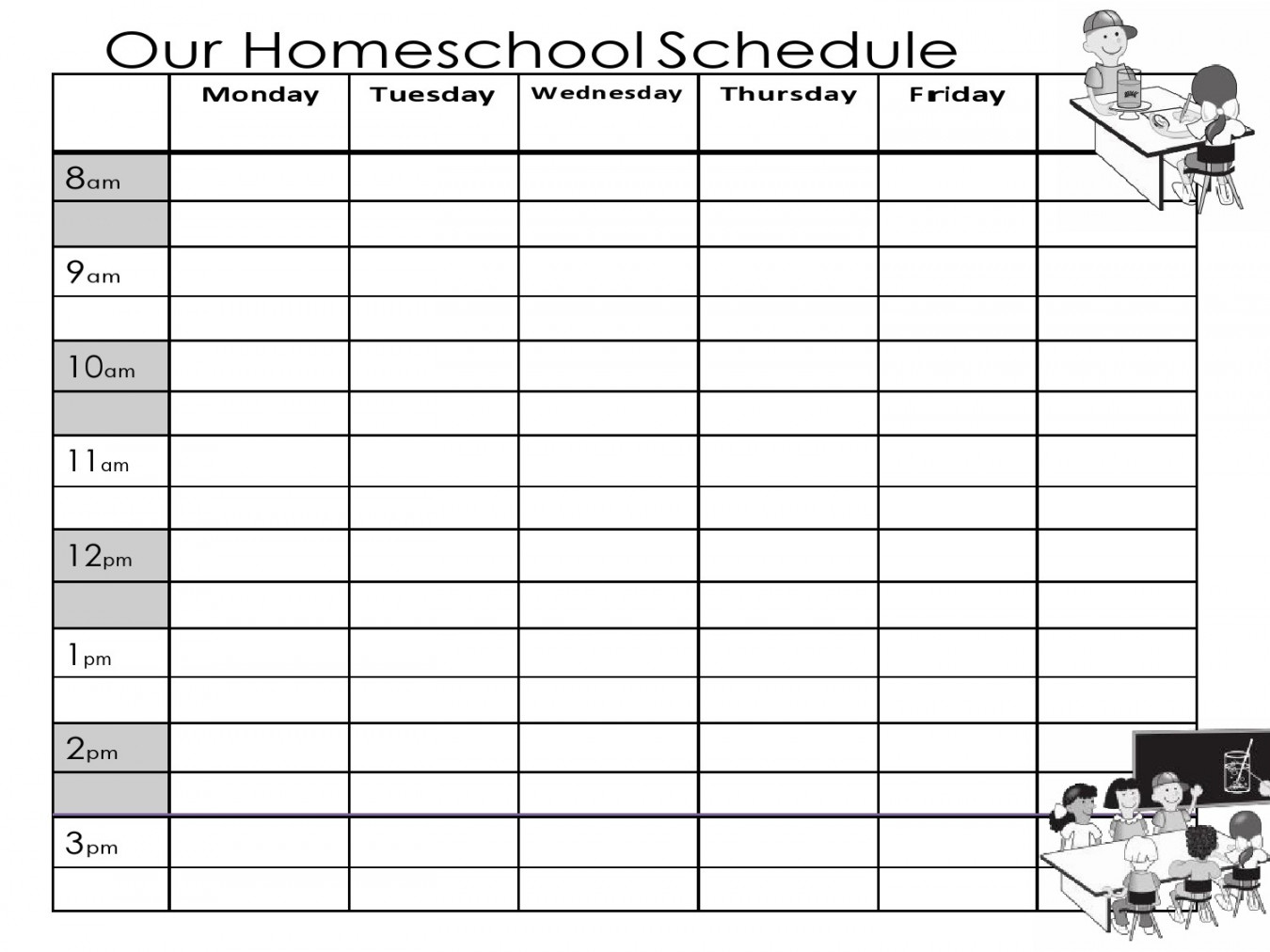 Printable Homeschool Daily Schedule Template - Printable Templates