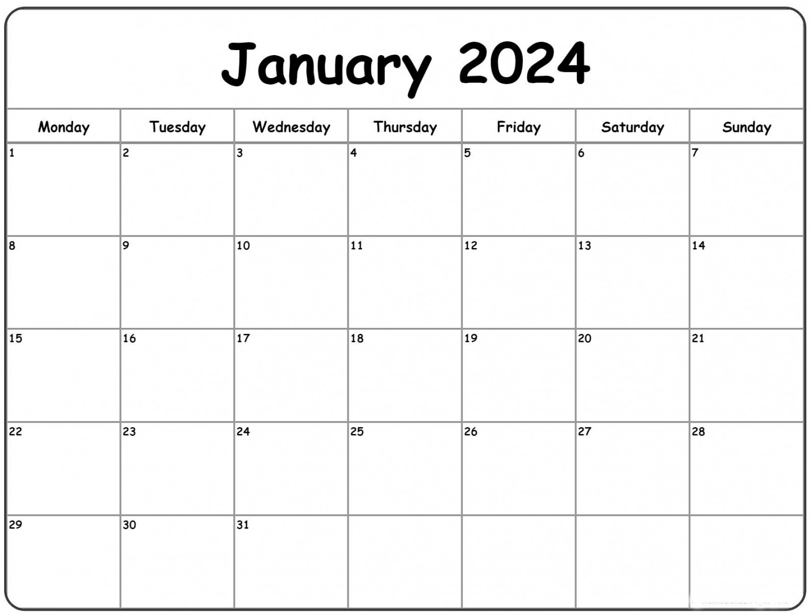 Printable January  Calendar: Plan Your Month Efficiently