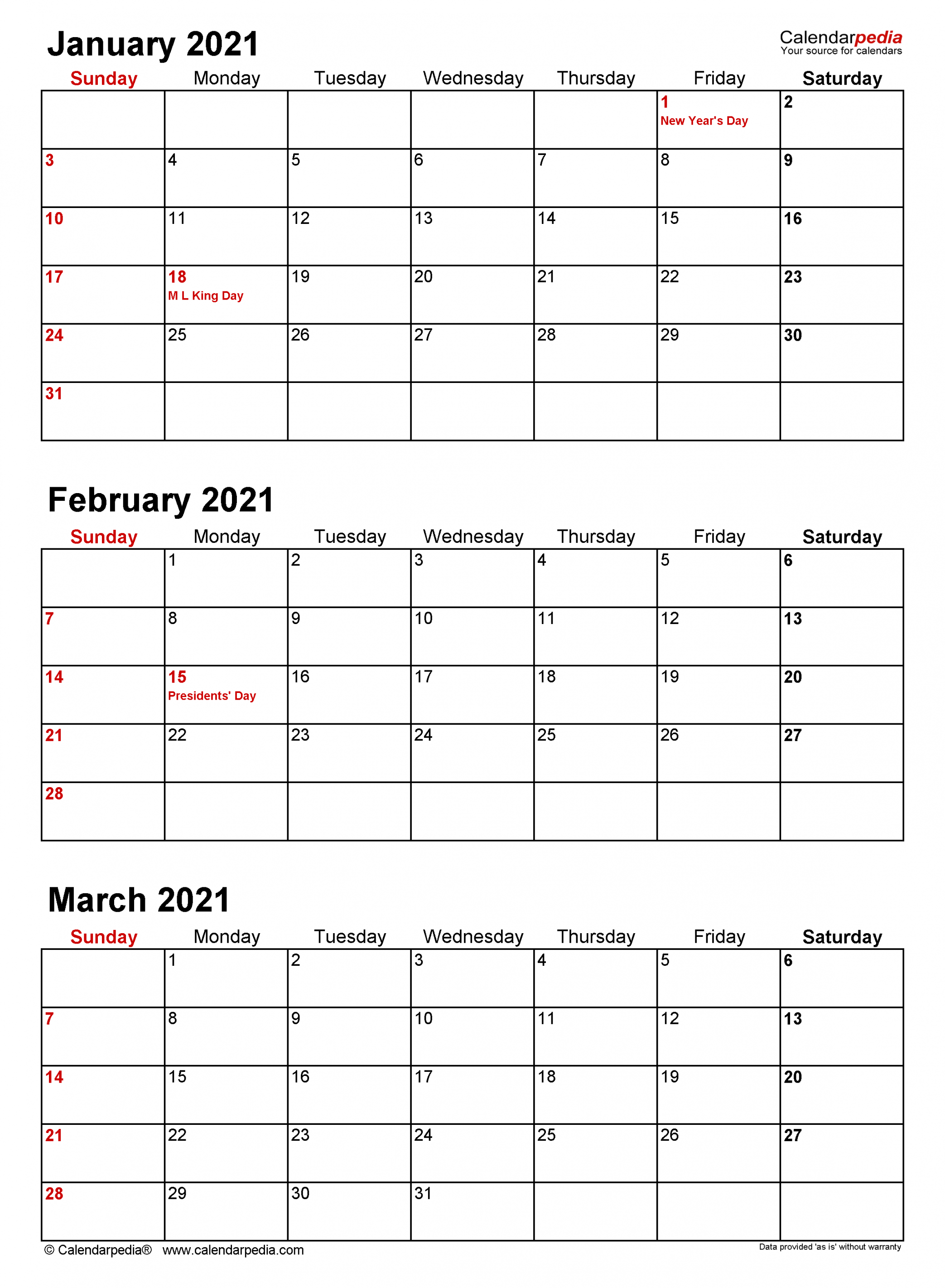 Quarterly Calendars - Free Printable PDF Templates